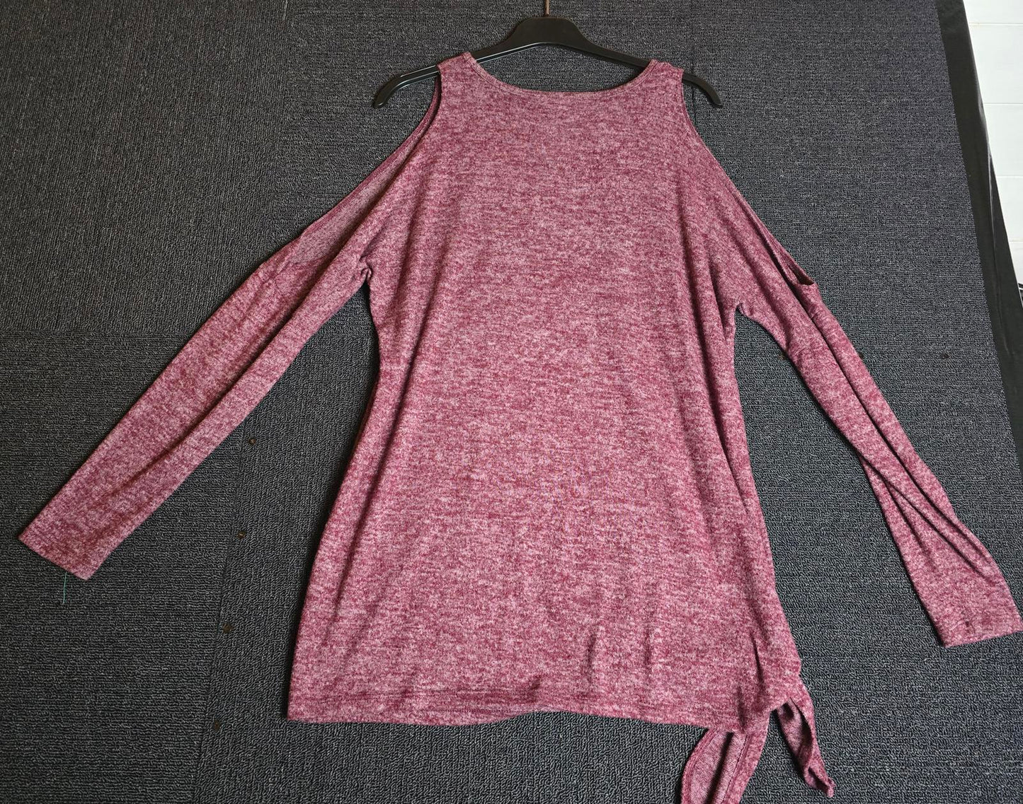 Pep & Co Burgundy Cold Shoulder Jumper Size 8 Oversized Side Knot