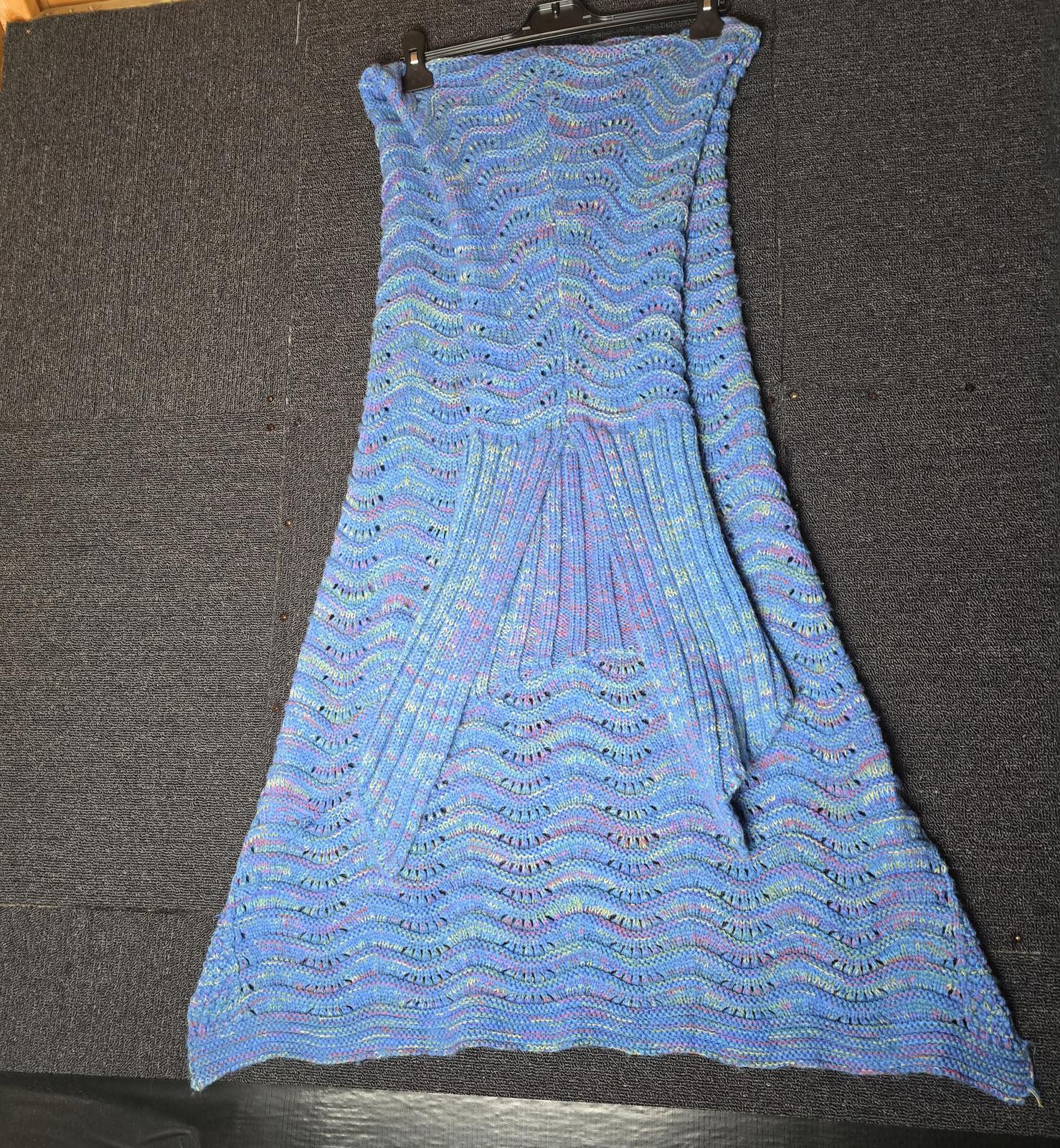 Knitted Mermaid Tail Blanket Blue Pink & Yellow One Size