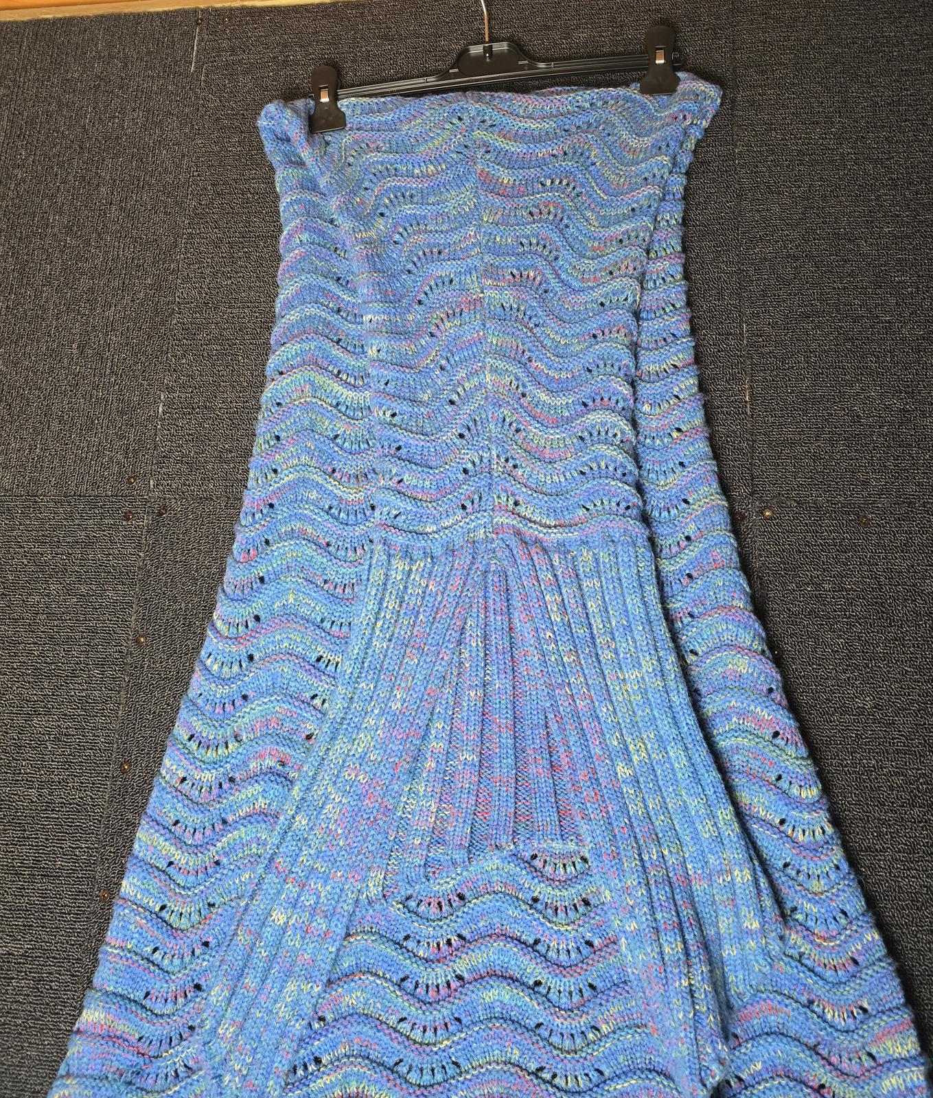 Knitted Mermaid Tail Blanket Blue Pink & Yellow One Size