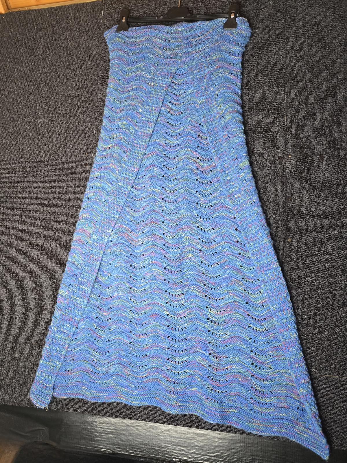 Knitted Mermaid Tail Blanket Blue Pink & Yellow One Size