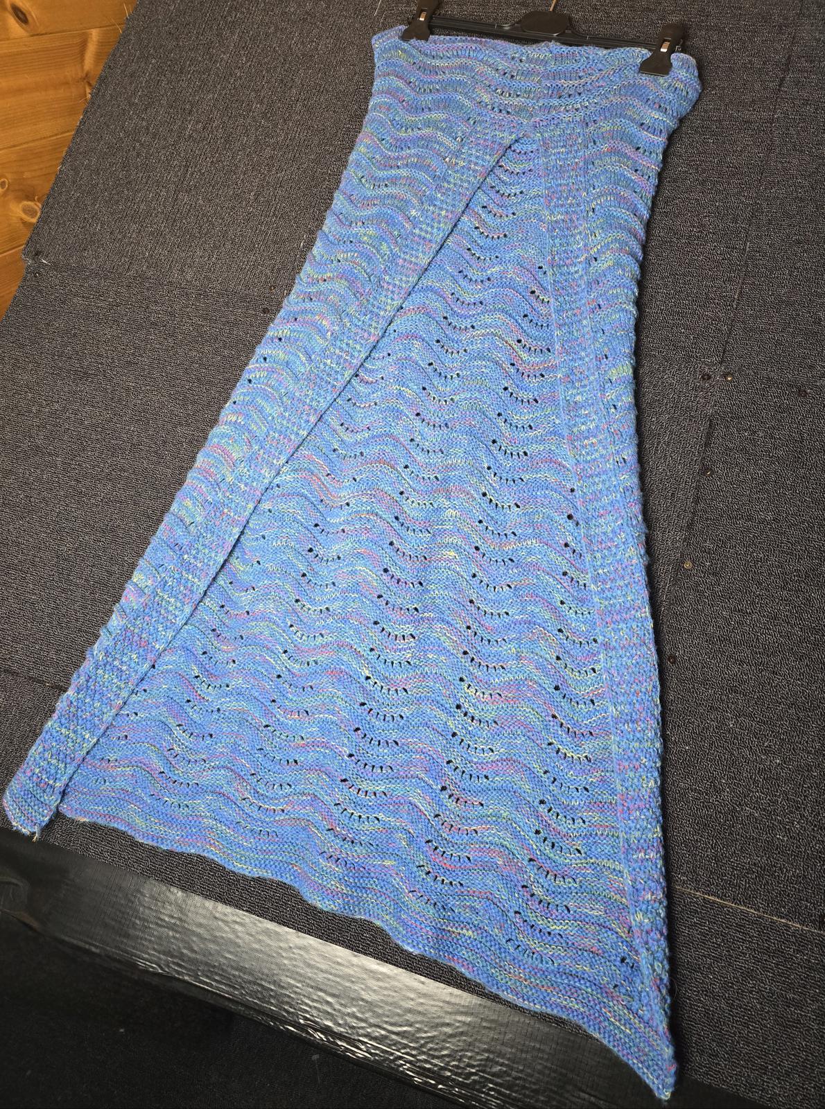 Knitted Mermaid Tail Blanket Blue Pink & Yellow One Size