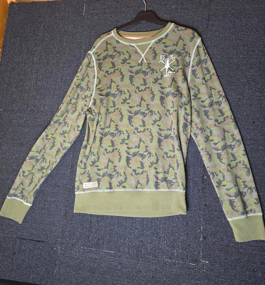Next Boys Khaki Camouflage Jumper Long Sleeve Elbow Patches Age 16