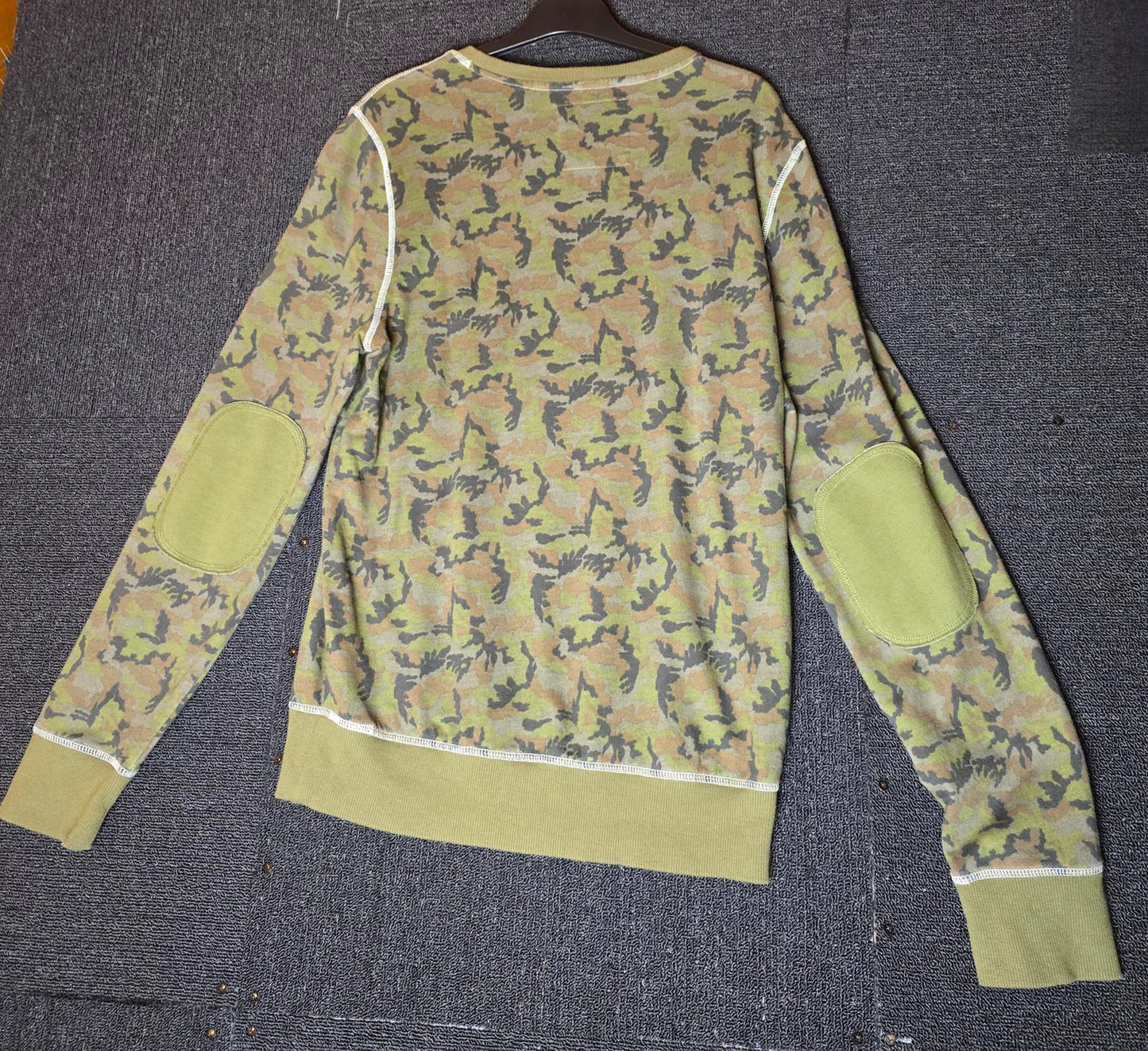 Next Boys Khaki Camouflage Jumper Long Sleeve Elbow Patches Age 16