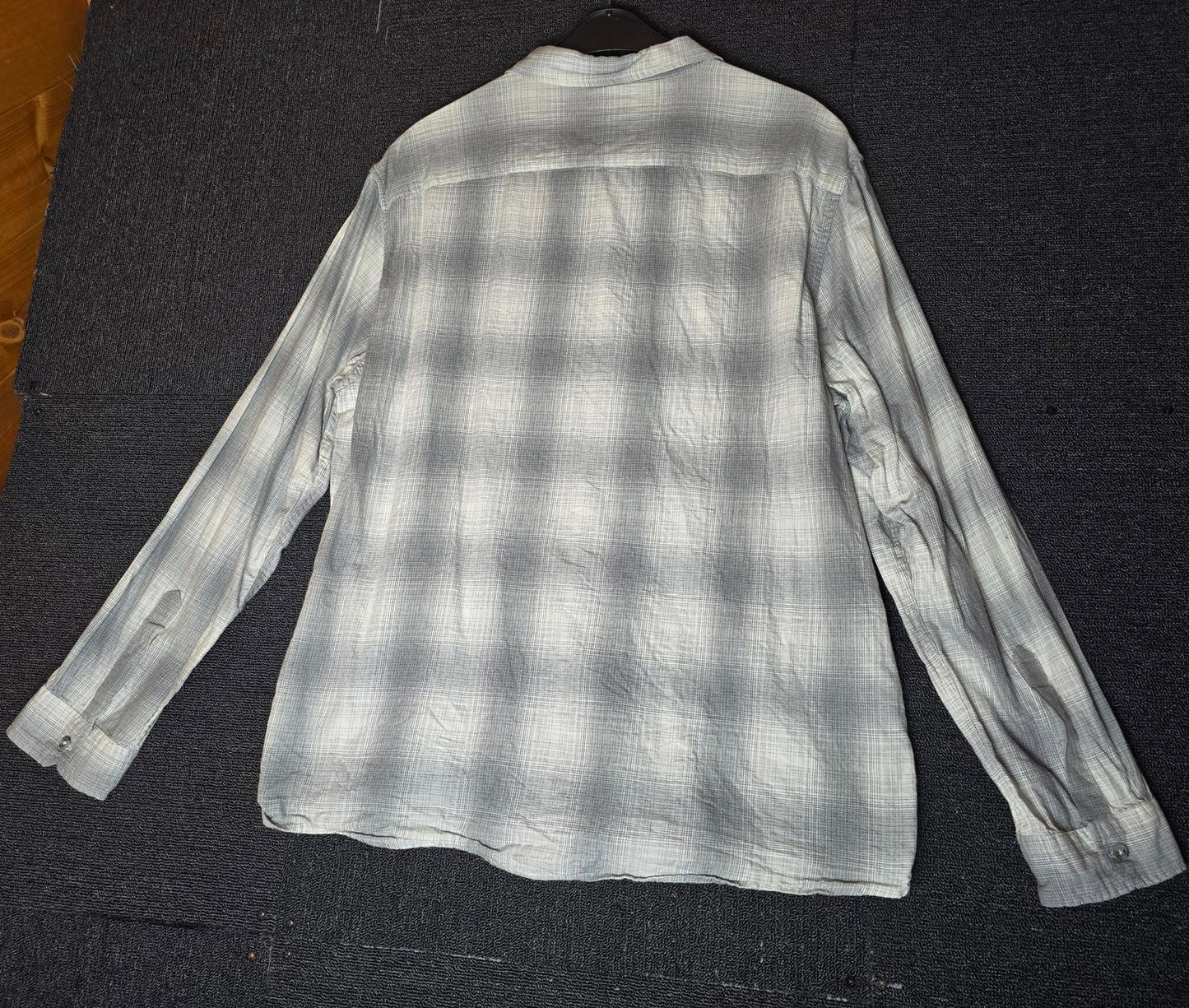 George Men's Grey & White Checked Shirt Size 2XL 100% Cotton Long Sleeve