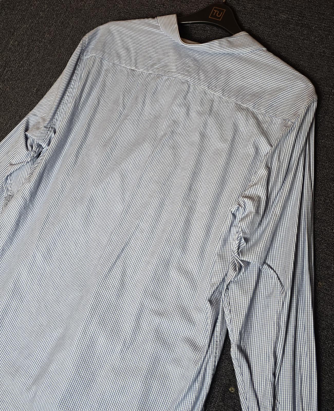 Primark Men's Blue & White Micro-Check Shirt XL 16.5" 100% Cotton