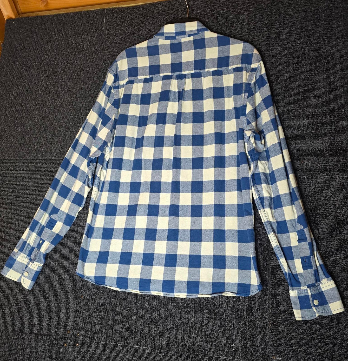 Matalan Men's Blue & White Checked Shirt Size Large 100% Cotton Long Sleeve