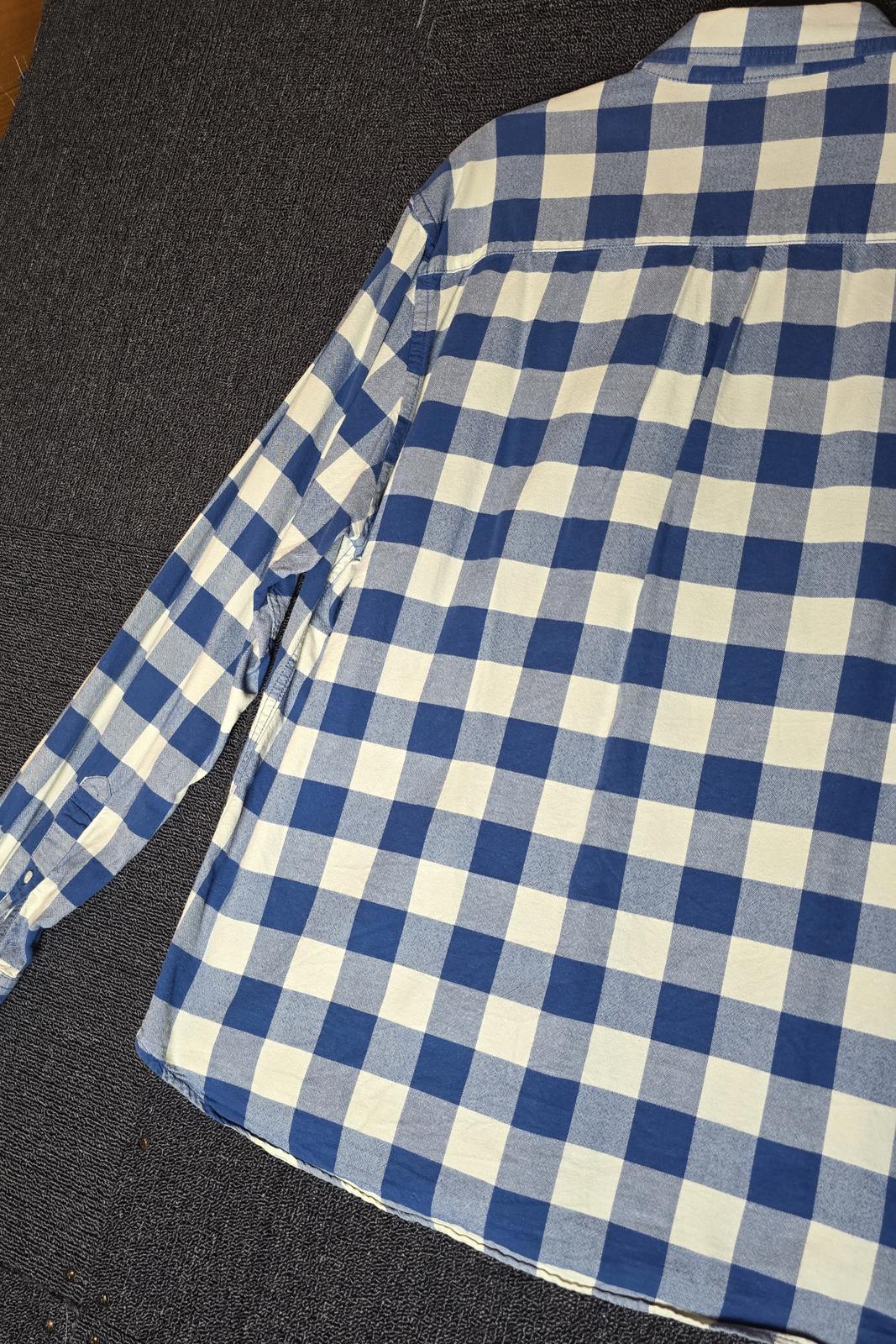 Matalan Men's Blue & White Checked Shirt Size Large 100% Cotton Long Sleeve