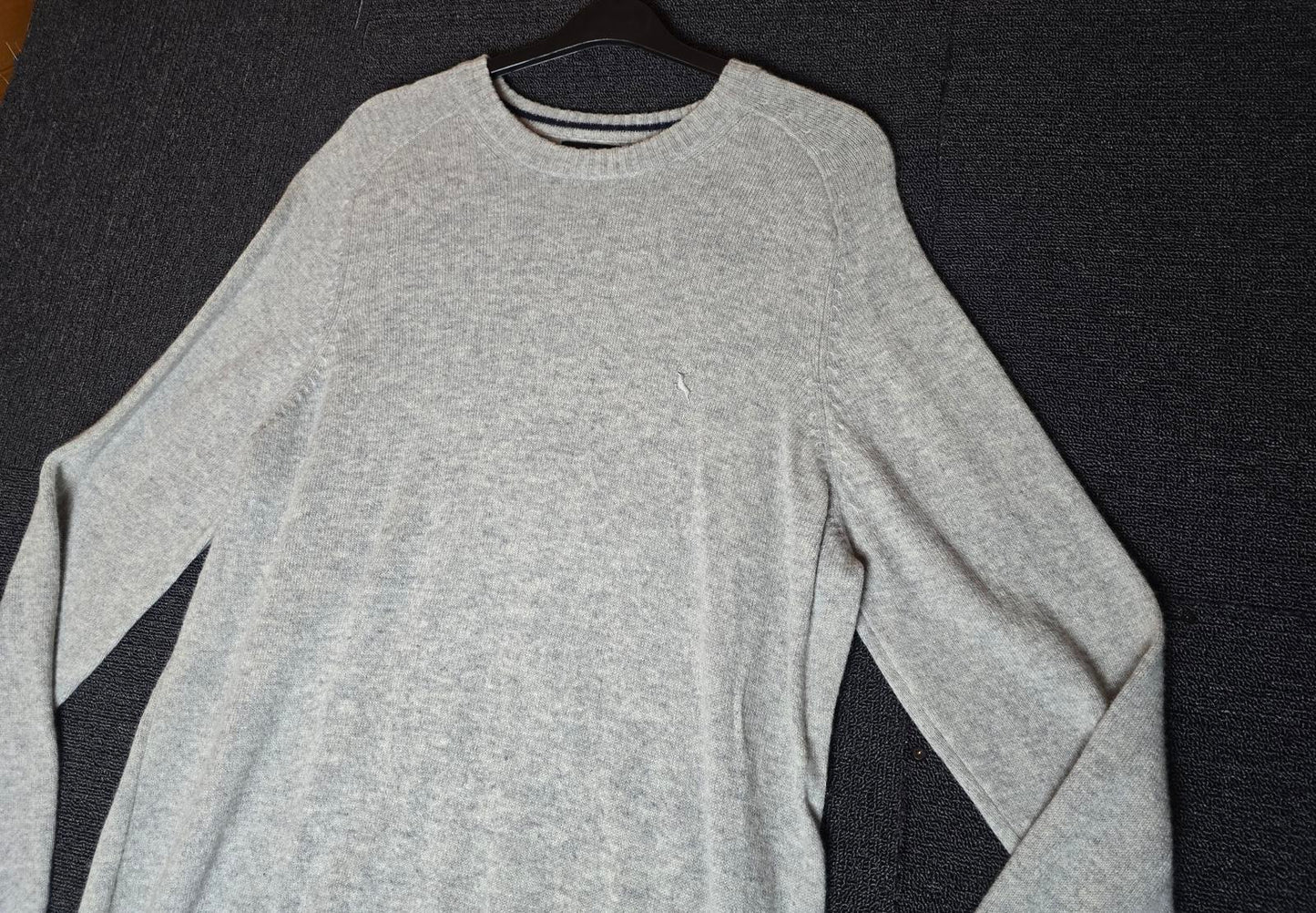 F&F Men's Grey Lambswool Jumper Size XL Longer Length Round Neck