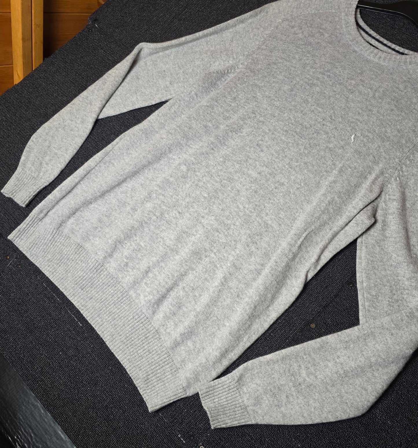 F&F Men's Grey Lambswool Jumper Size XL Longer Length Round Neck