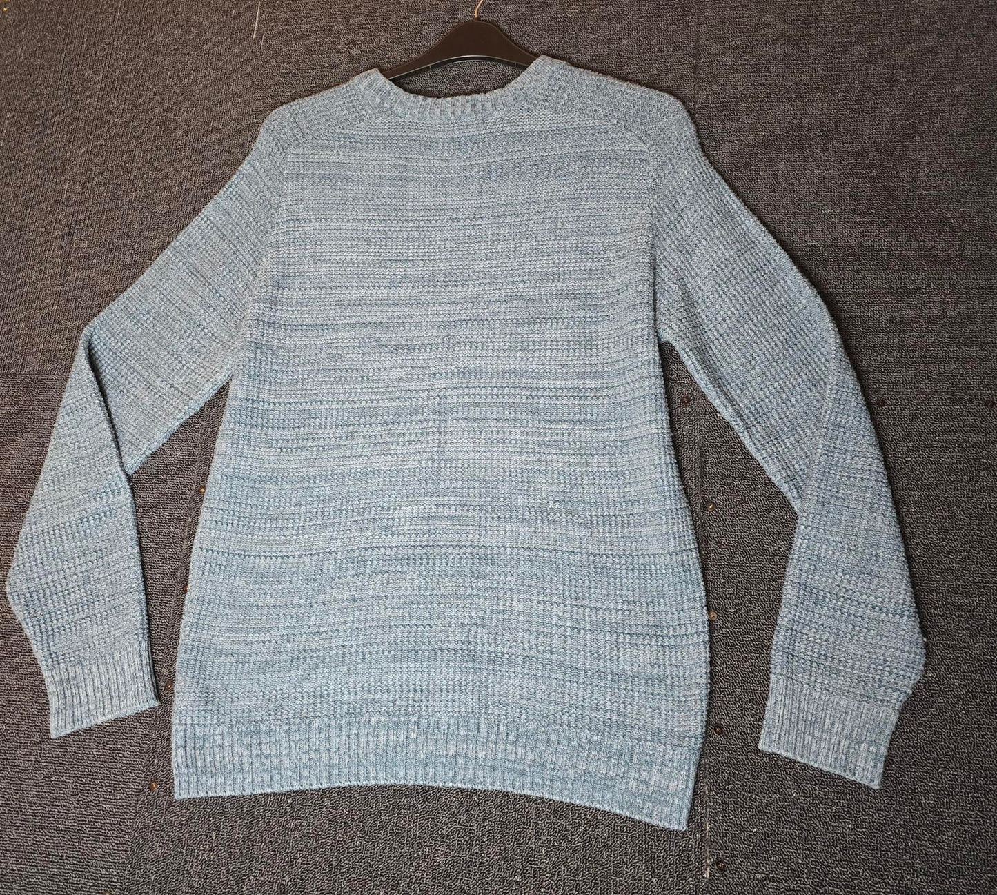 F&F Men's Blue Knitted Jumper Size Medium Cotton Blend Textured Knit
