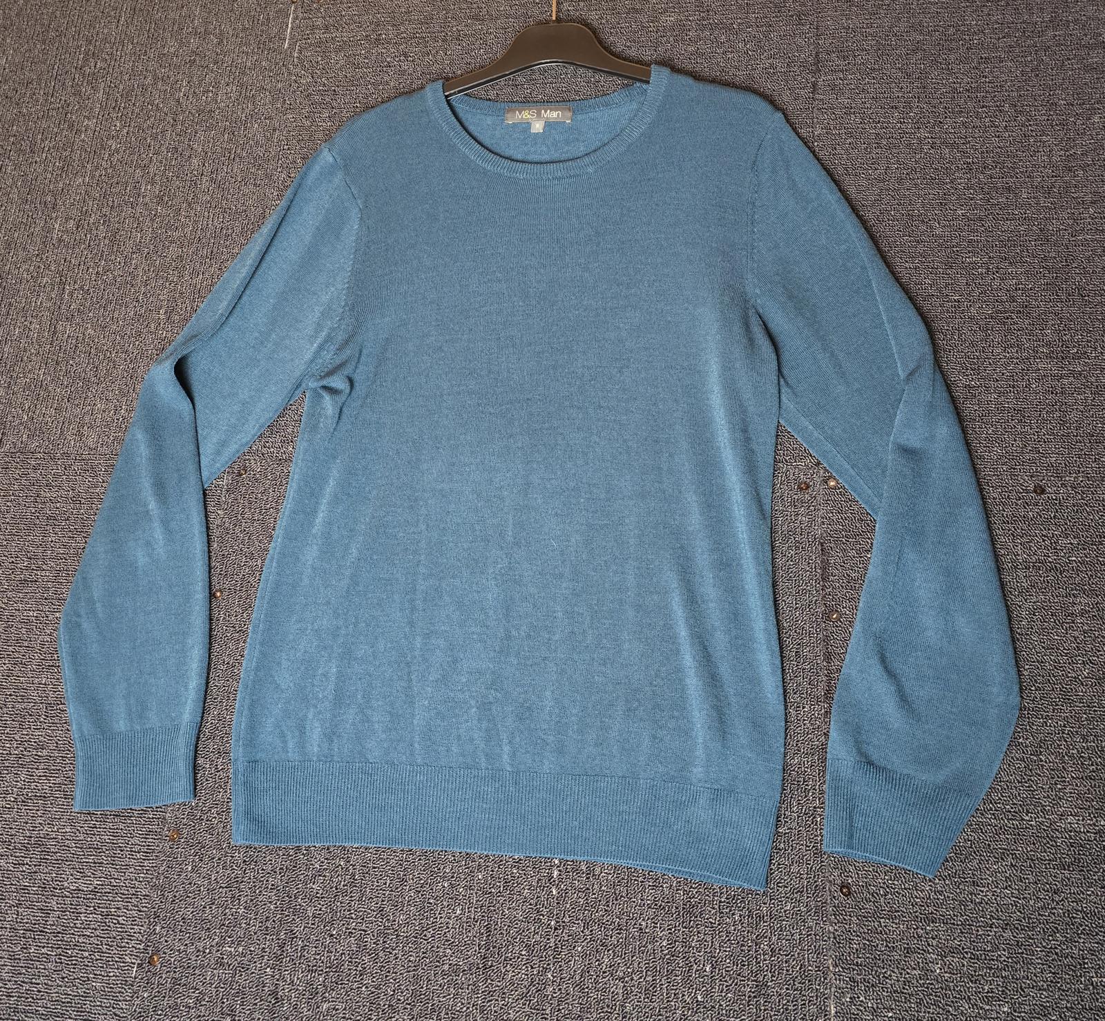 M&S Men's Teal Jumper Size Small Crew Neck Long Sleeve Knitwear