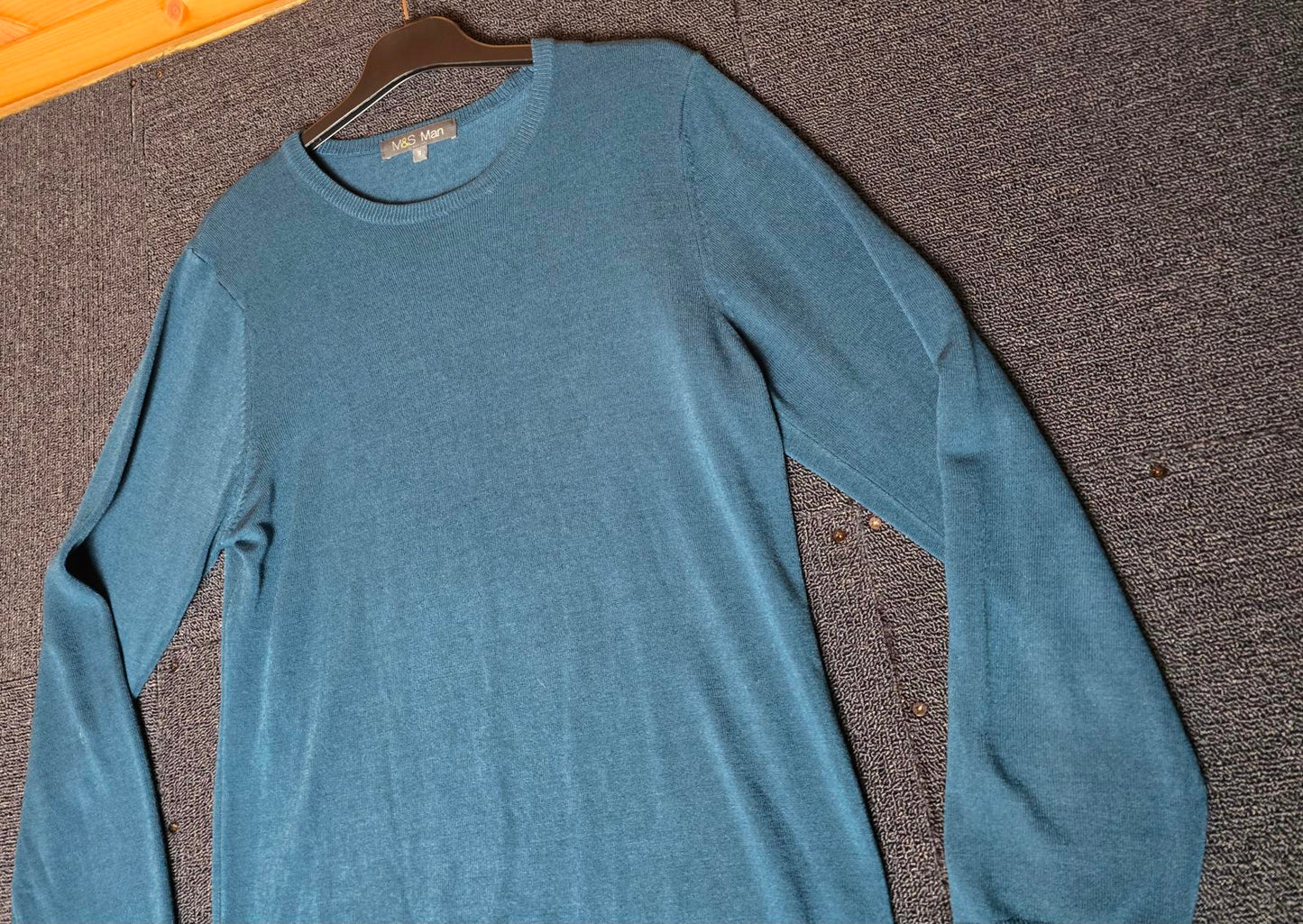 M&S Men's Teal Jumper Size Small Crew Neck Long Sleeve Knitwear