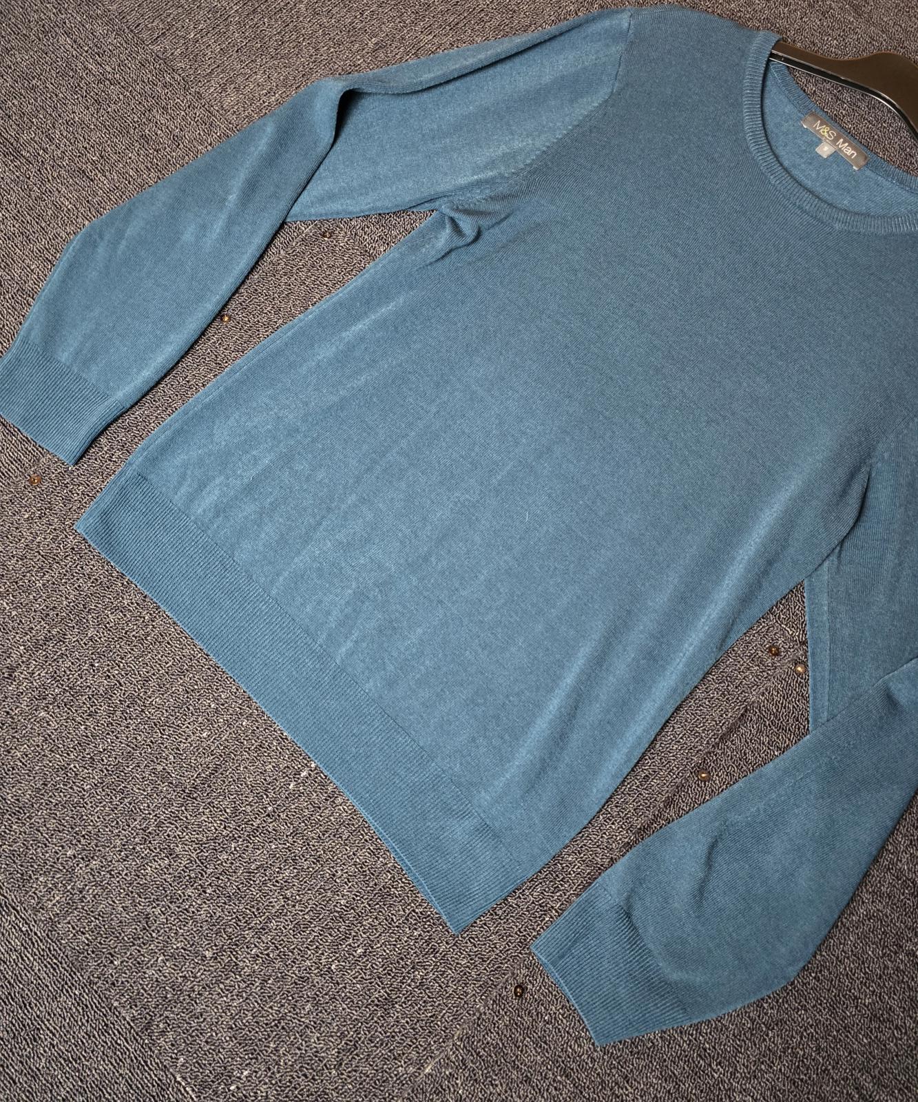 M&S Men's Teal Jumper Size Small Crew Neck Long Sleeve Knitwear