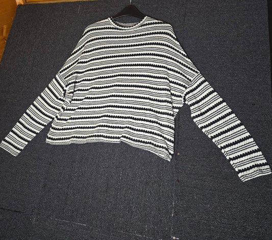 George Black & White Striped Relaxed Jumper Size 16 Lightweight Knit