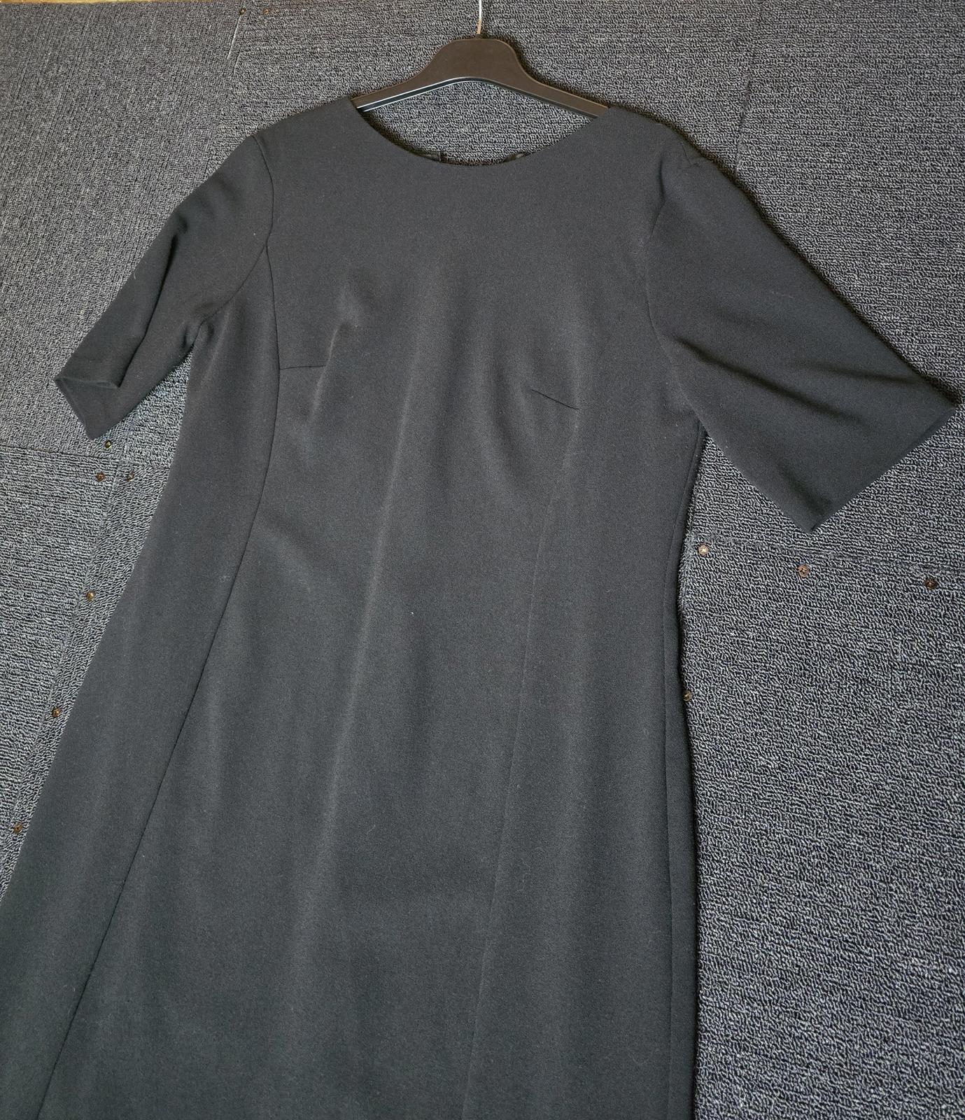 Lily Ella Black Midi Dress Size 14 Short Sleeve A-Line Lined Zip Back