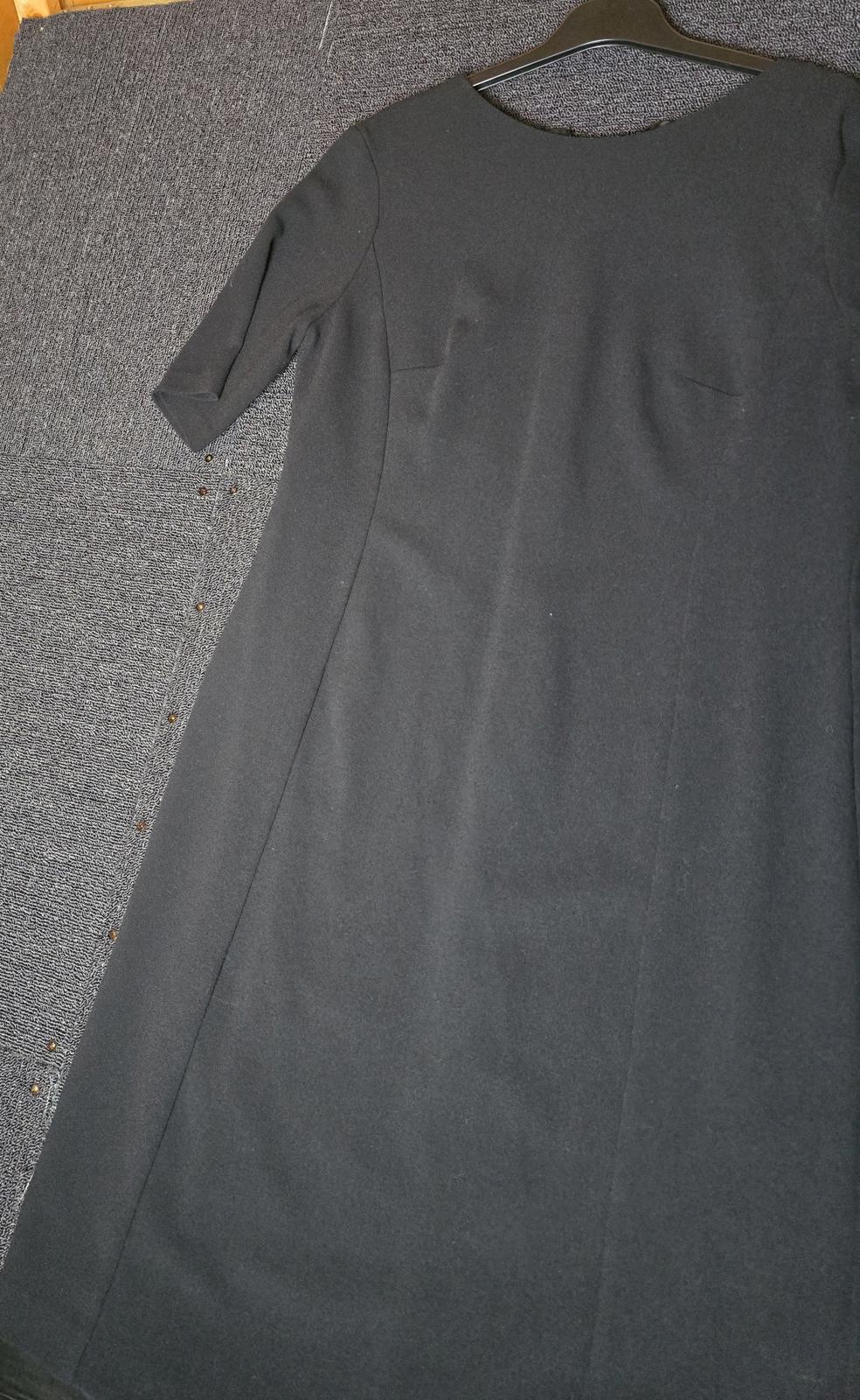 Lily Ella Black Midi Dress Size 14 Short Sleeve A-Line Lined Zip Back