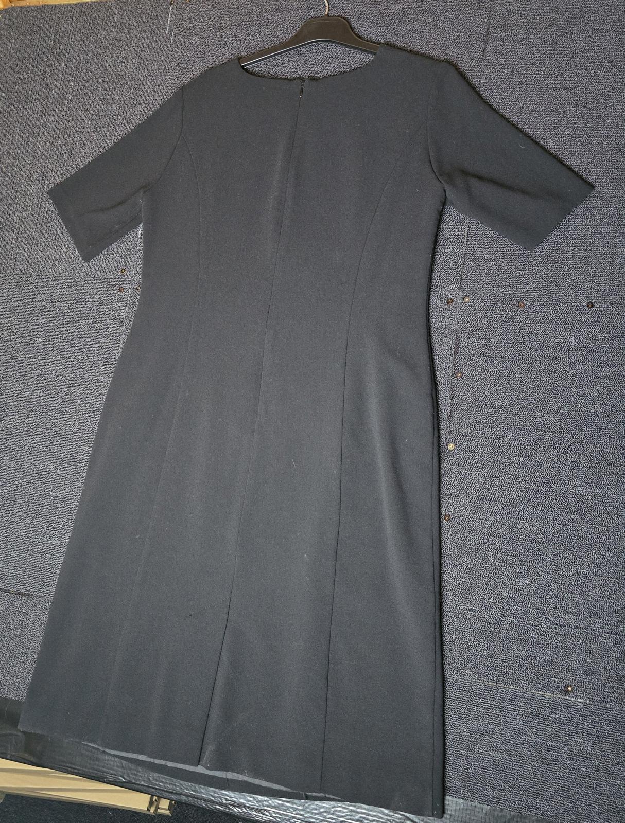 Lily Ella Black Midi Dress Size 14 Short Sleeve A-Line Lined Zip Back