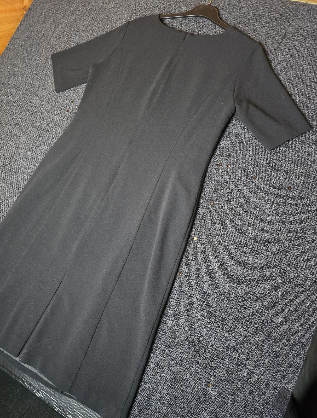 Lily Ella Black Midi Dress Size 14 Short Sleeve A-Line Lined Zip Back