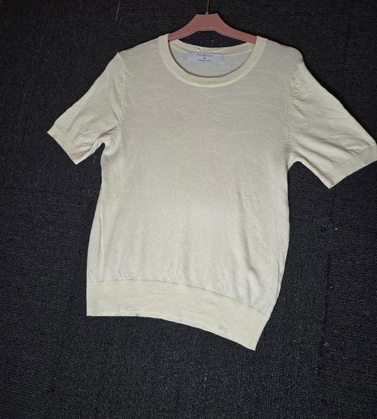 Primark Cream Short Sleeved Jumper M Size 12-14 Lightweight