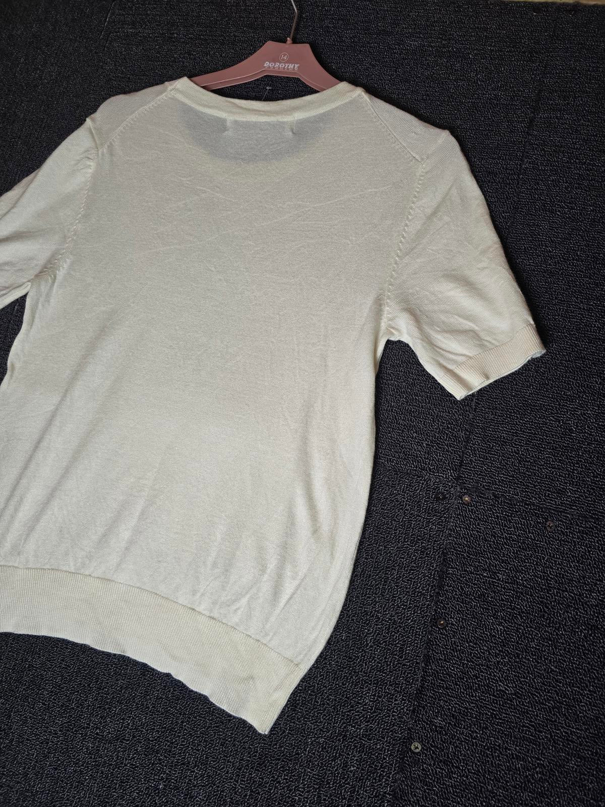 Primark Cream Short Sleeved Jumper M Size 12-14 Lightweight