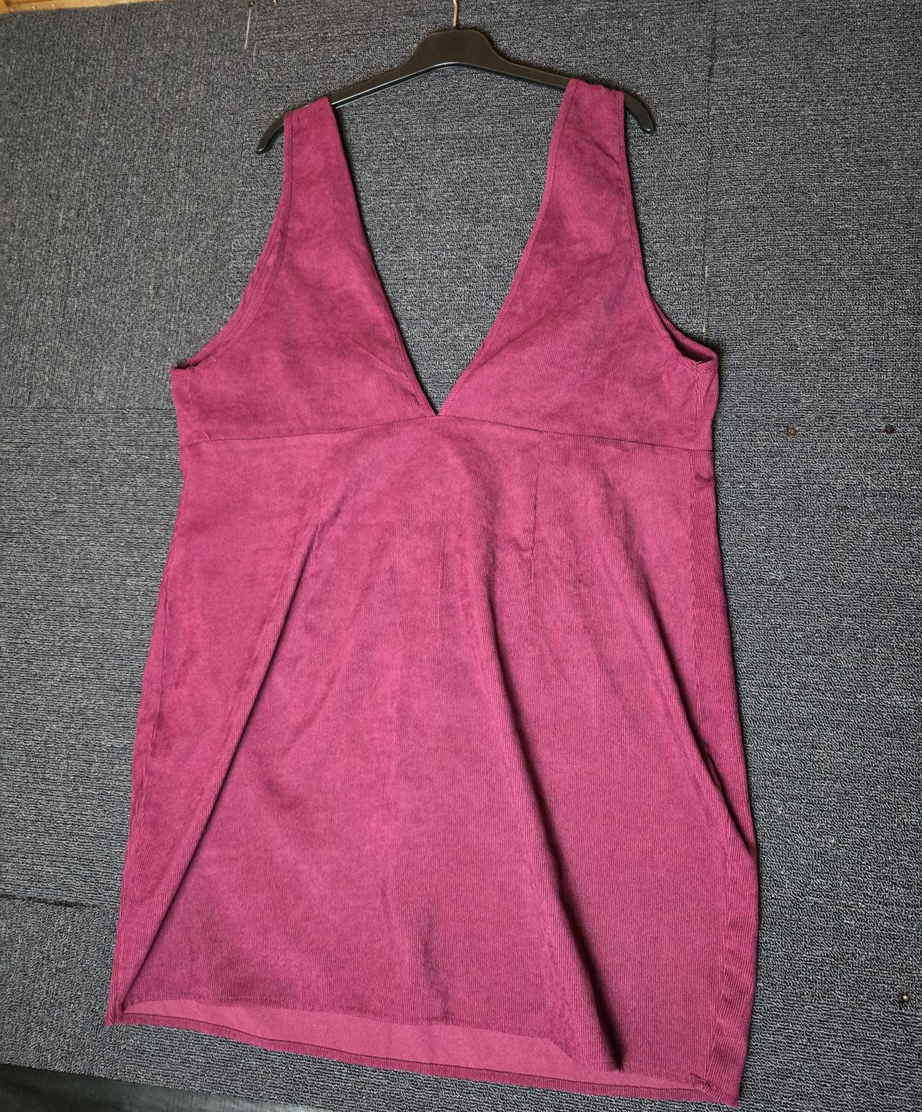 Burgundy cord pinafore dress 2xl size 18/20 Pockets Shein