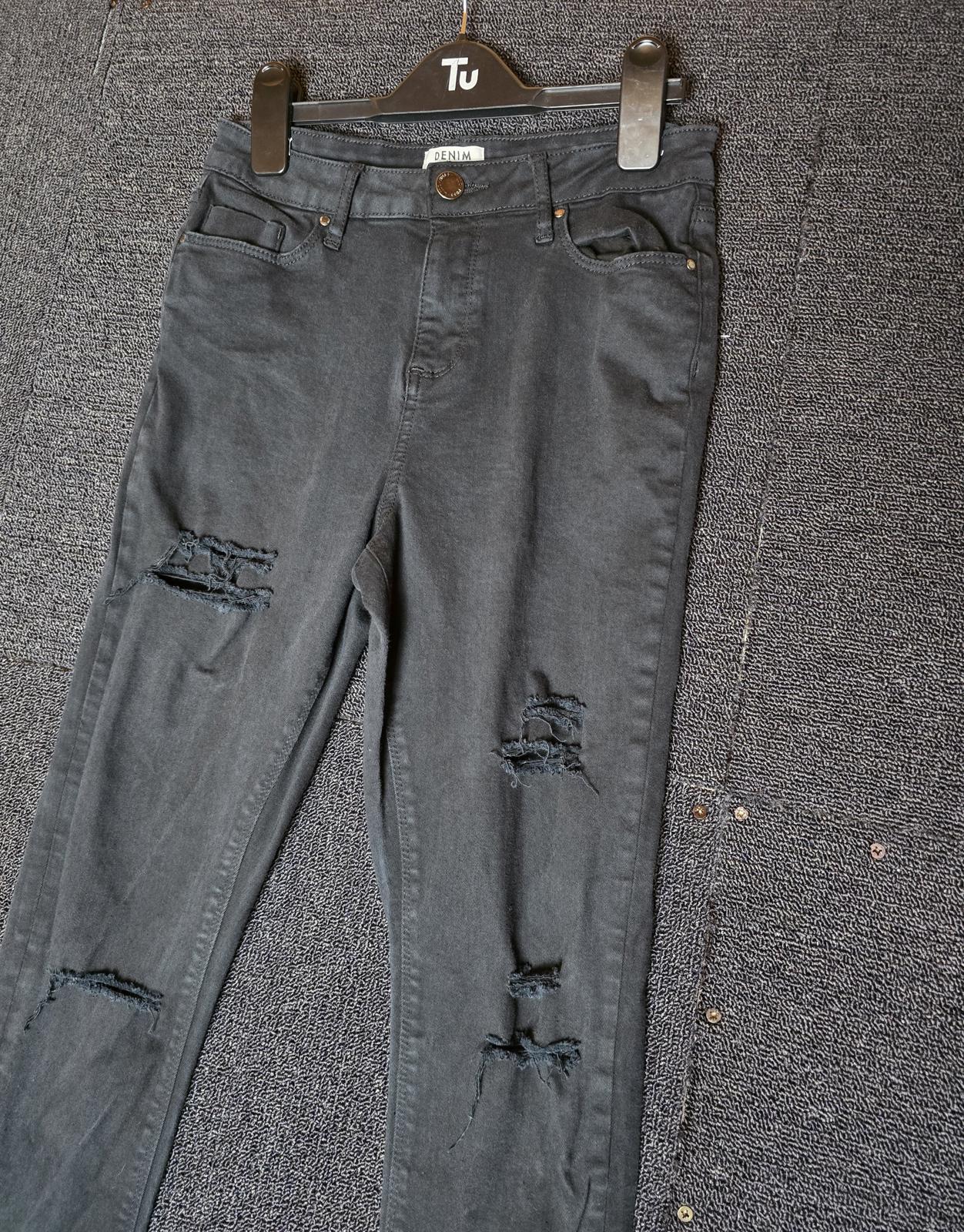 Miss Selfridge black ripped skinny jeans size 10