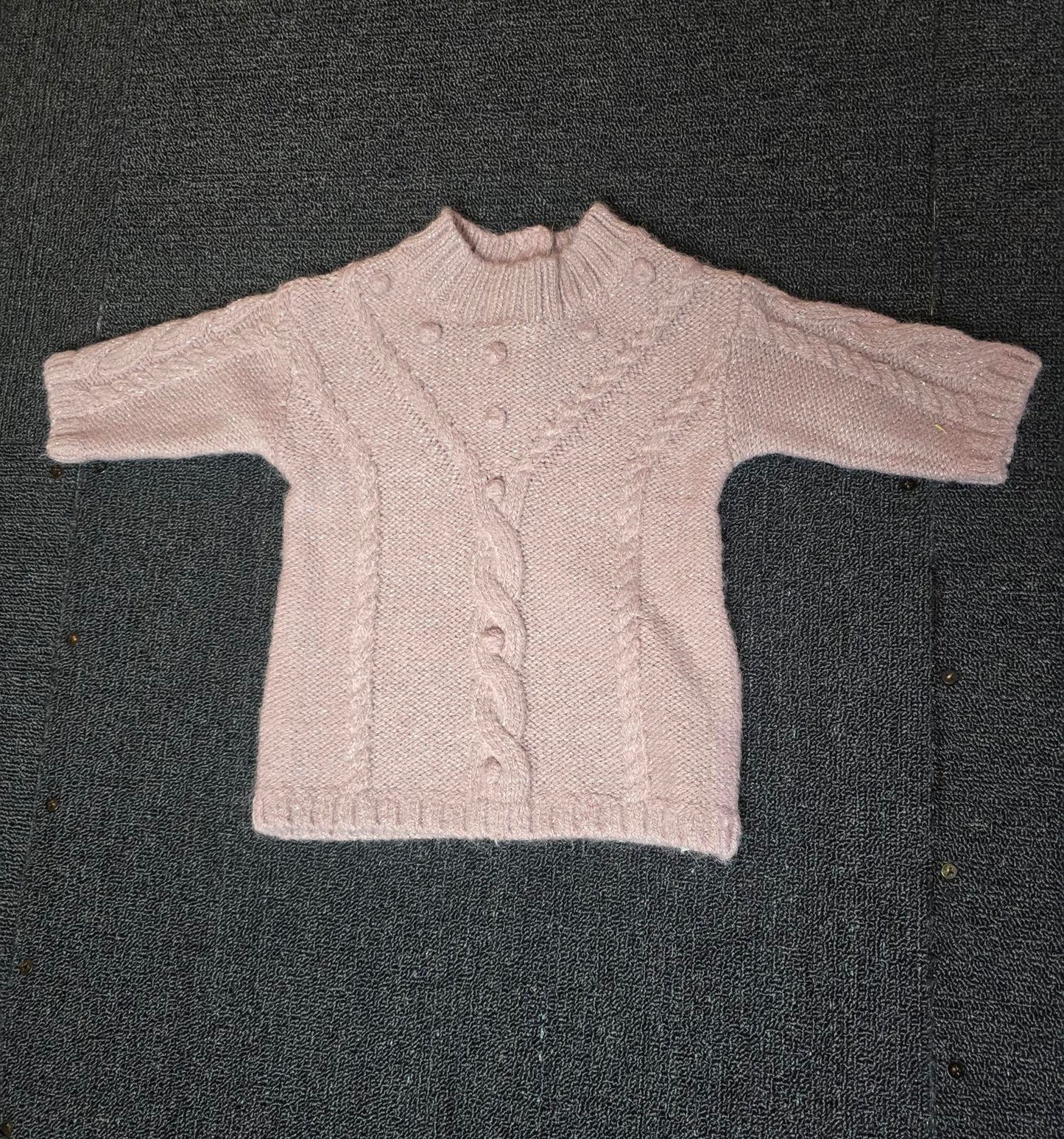 Primark Pink Glitter Jumper Dress – 0–3 Months Girls – Acrylic Blend