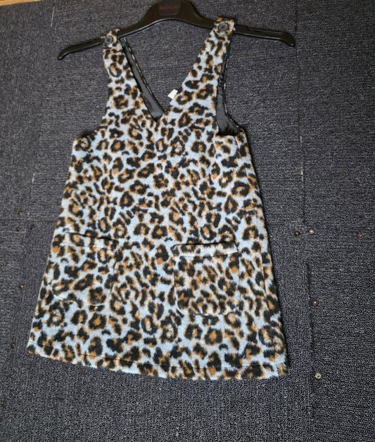 Tu Girls Fleeced Animal Print Pinafore Dress – 7 Years