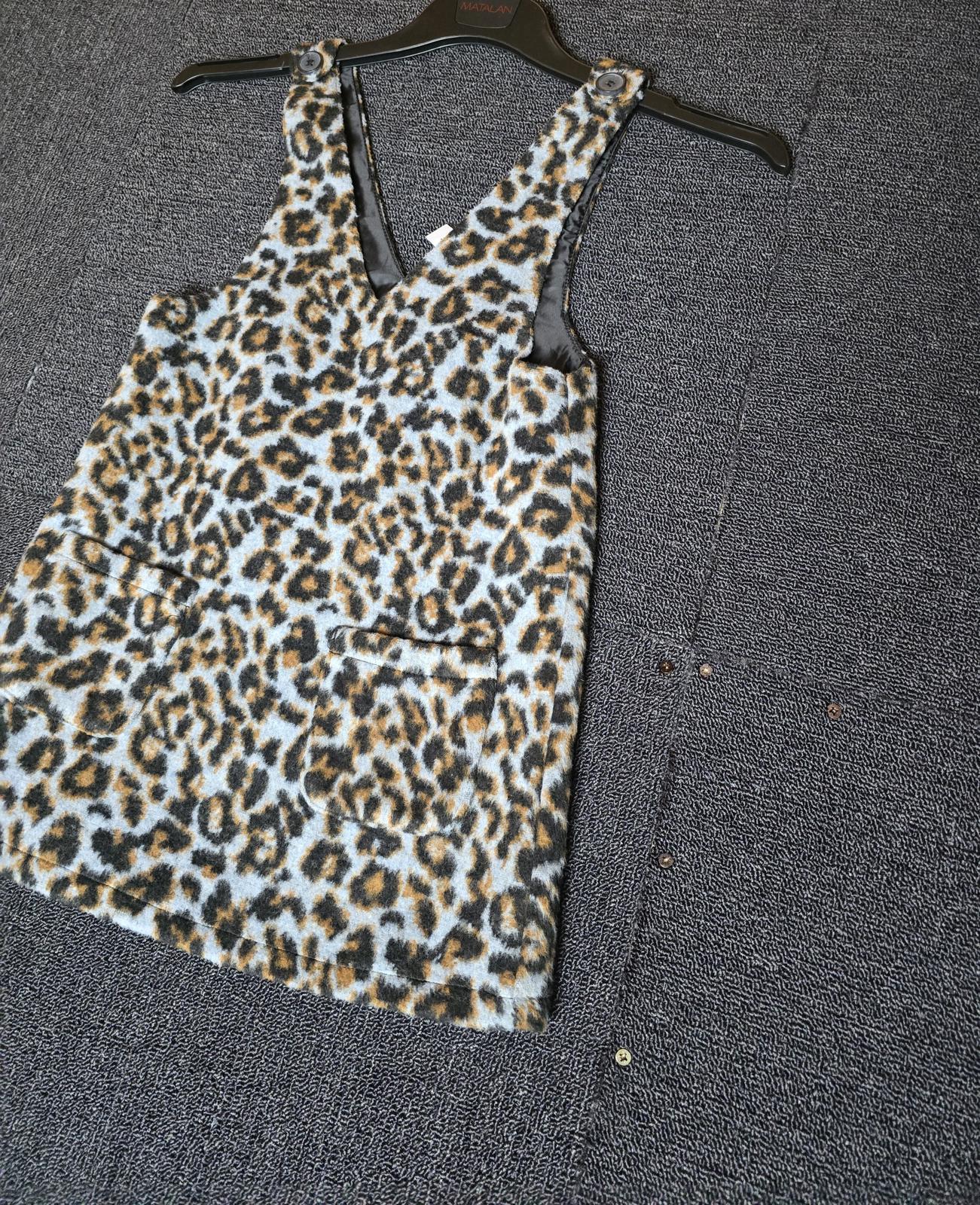 Tu Girls Fleeced Animal Print Pinafore Dress – 7 Years