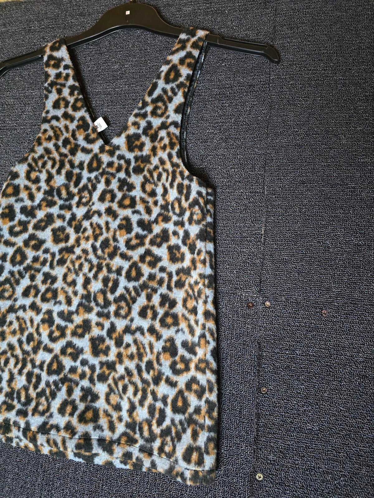 Tu Girls Fleeced Animal Print Pinafore Dress – 7 Years