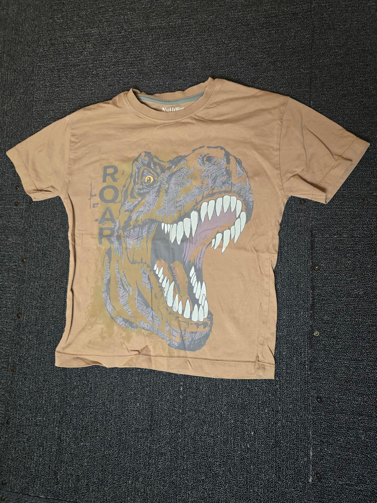 Nutmeg brown short sleeved t-shirt dinosaur 7-8years