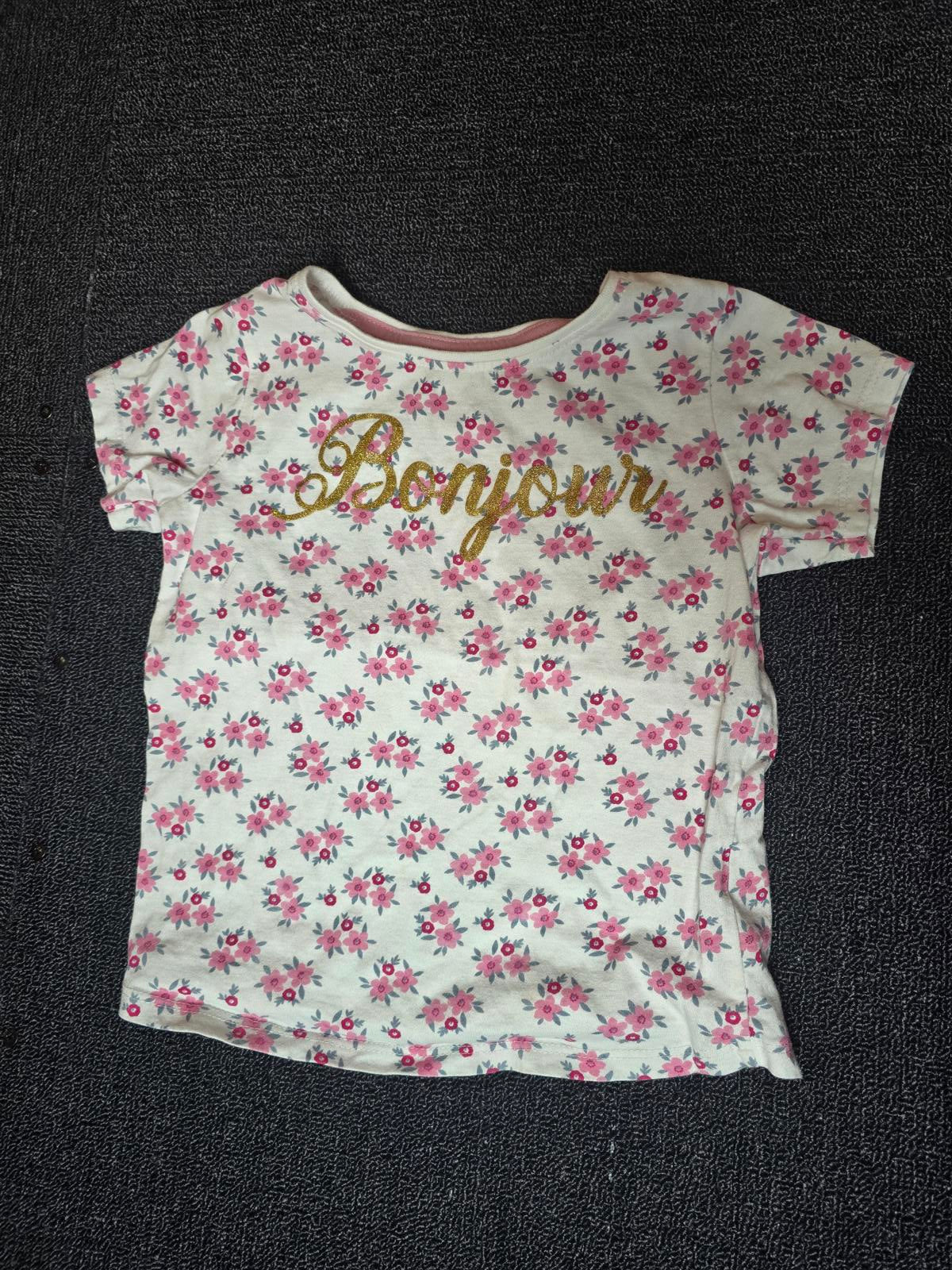 Primark pink & white short sleeved t-shirt 5-6years Girls