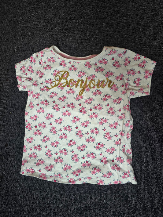 Primark pink & white short sleeved t-shirt 5-6years Girls
