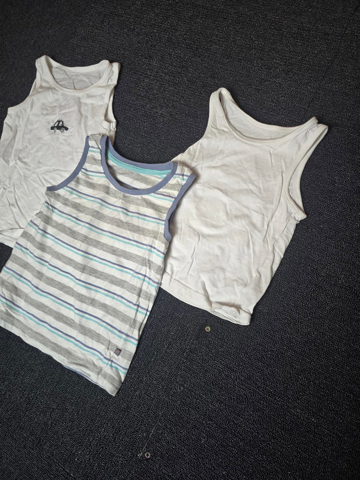Set of 3x boys vests white & grey 3-4years