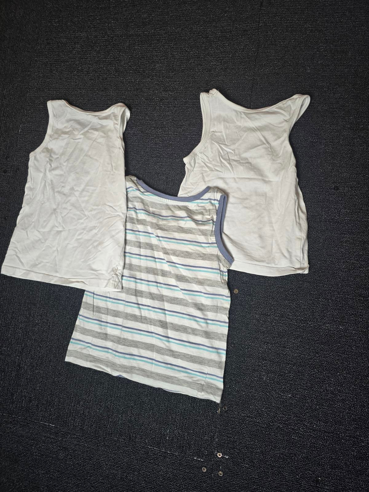 Set of 3x boys vests white & grey 3-4years