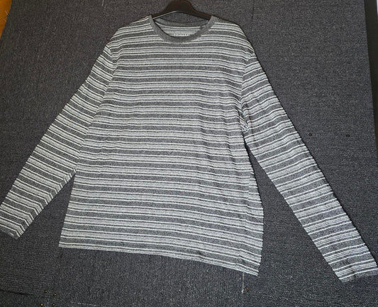Primark grey long sleeved t-shirt striped mens size XL