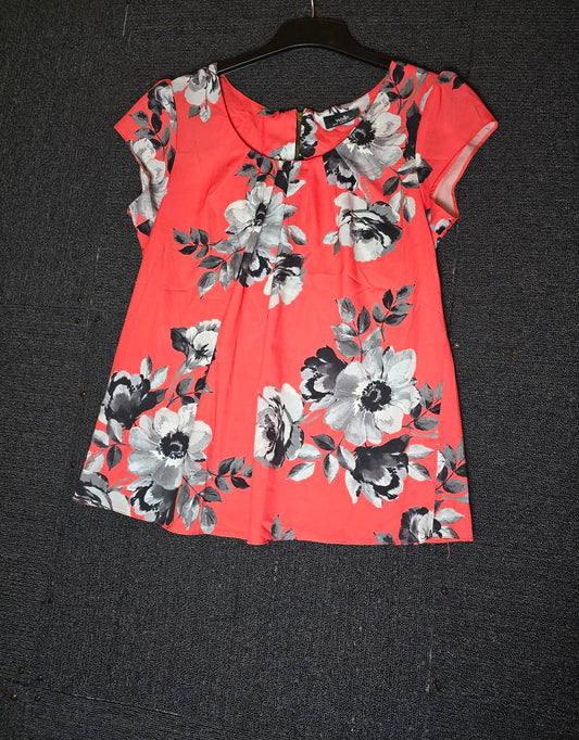 Wallis orange & grey floral short sleeved top size 12