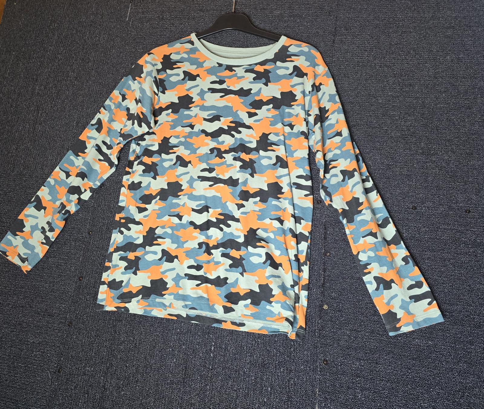 Matalan Boys Camo Long Sleeve T-Shirt – Green/Orange – Age 13 – 100% Cotton