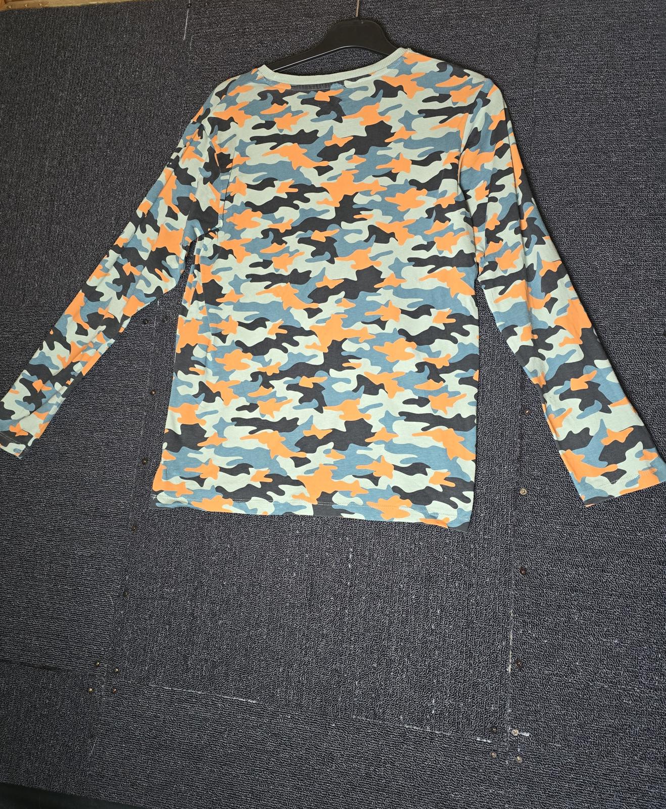 Matalan Boys Camo Long Sleeve T-Shirt – Green/Orange – Age 13 – 100% Cotton