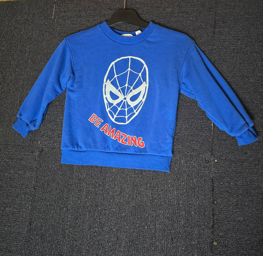 H&M Boys Spiderman Blue Jumper – Age 4-6 Years – Cotton Blend