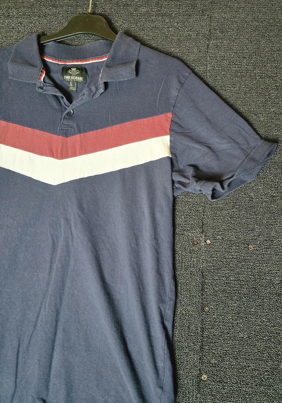 Threadbare navy, burgundy & white short sleeved polo top size L