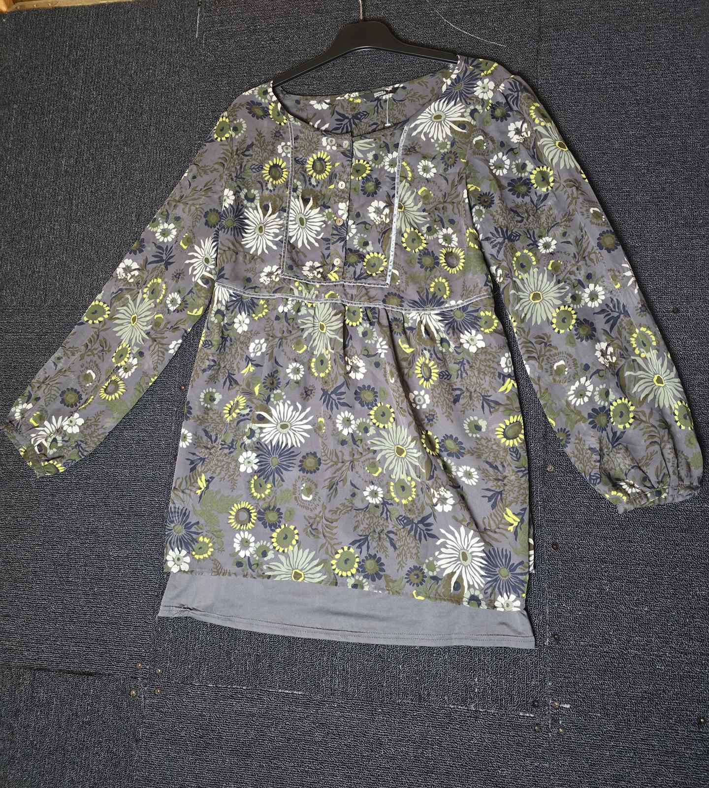 Marks & Spencer grey & yellow patterned blouse size 14