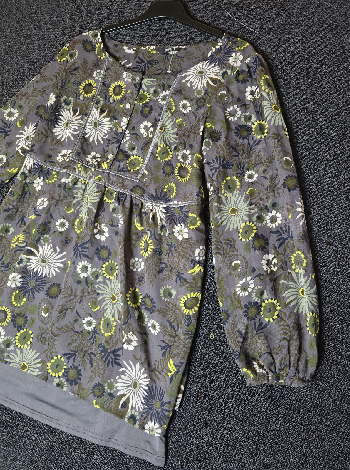 Marks & Spencer grey & yellow patterned blouse size 14