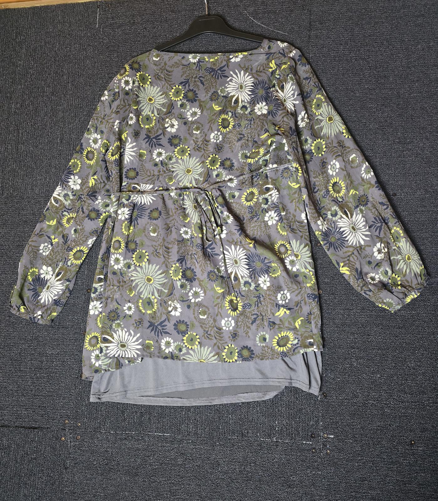 Marks & Spencer grey & yellow patterned blouse size 14