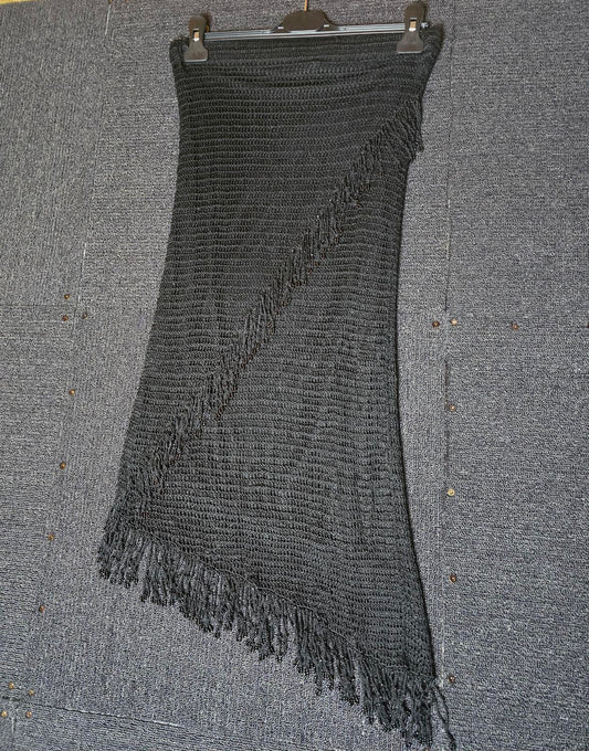 Vintage y2k Dorothy Perkins black crochet tasselled skirt size 12
