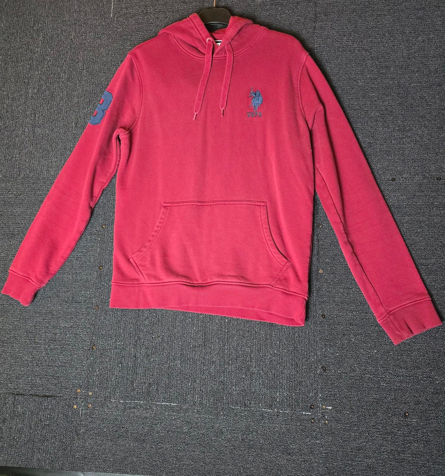 Mens U.S Polo Assn burgundy red hoodie pocket size small