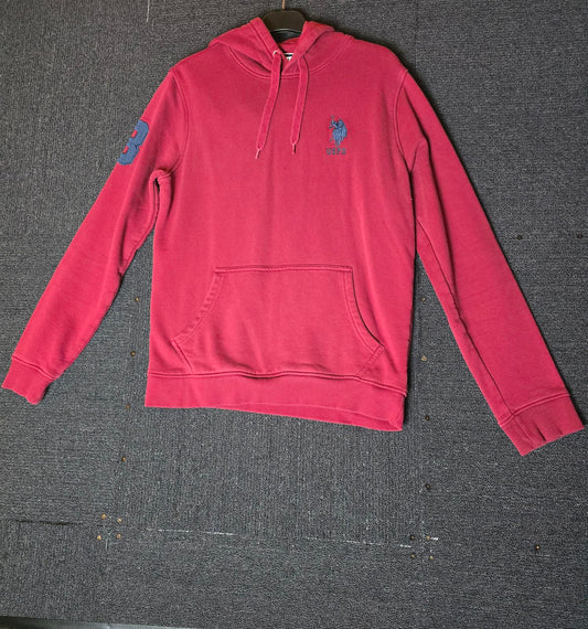 Mens U.S Polo Assn burgundy red hoodie pocket size small