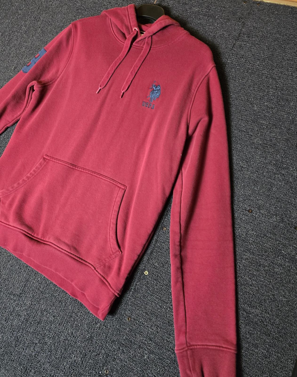 Mens U.S Polo Assn burgundy red hoodie pocket size small
