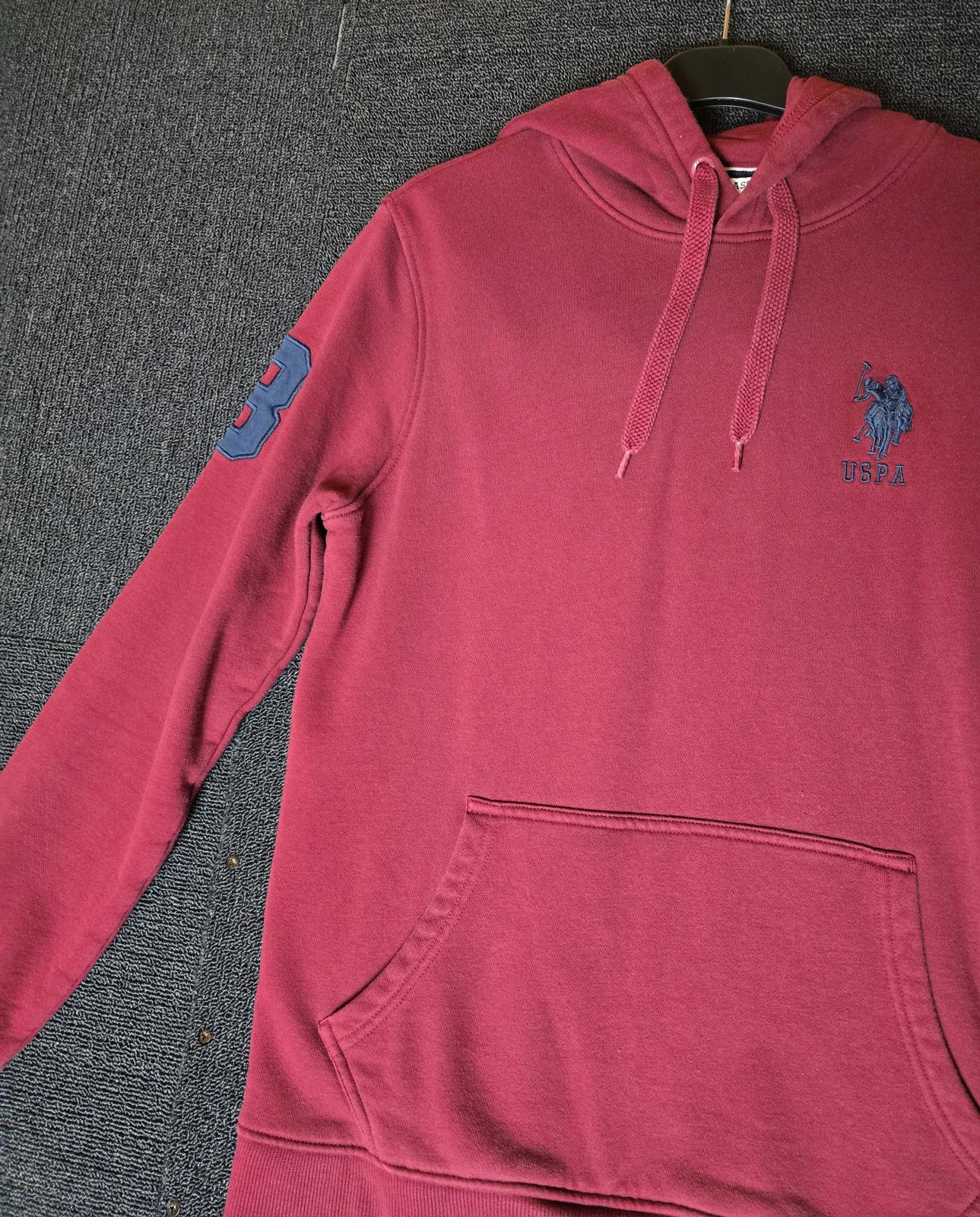 Mens U.S Polo Assn burgundy red hoodie pocket size small