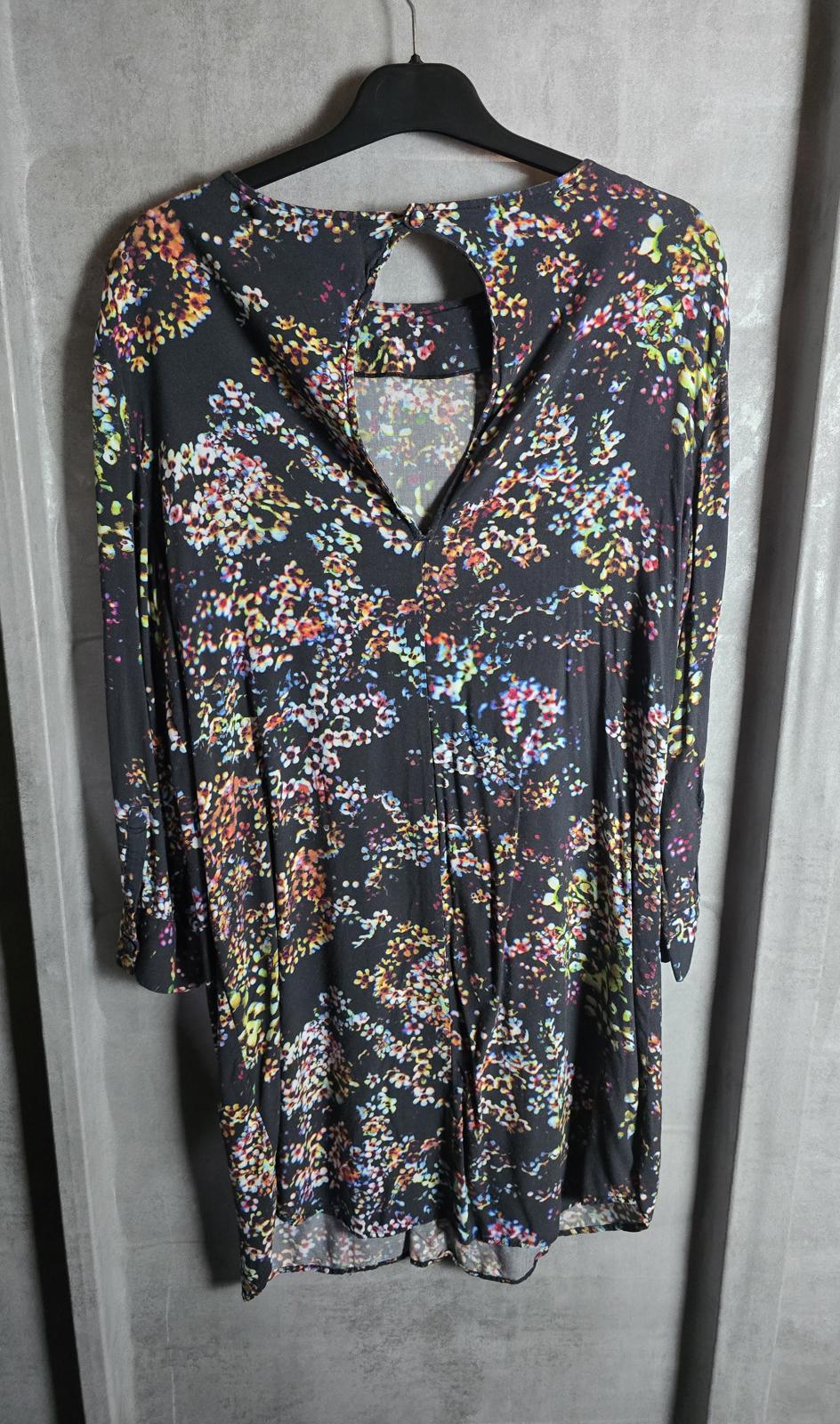 & other stories black floral mini dress size 10 3/4 length sleeves